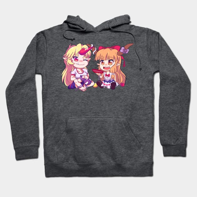 Touhou- Oni girls Hoodie by Midnight_rabbit